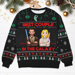 Personalized Gifts For Couple Ugly Sweater, Best Couple In The Galaxy 02tgqn161024hg - Ugly Christmas Sweater - GoDuckee