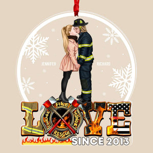 Firefighter Couple Love Acrylic Ornament, Christmas Gift For Firefighter Couple 03QHQN221123 - Ornament - GoDuckee