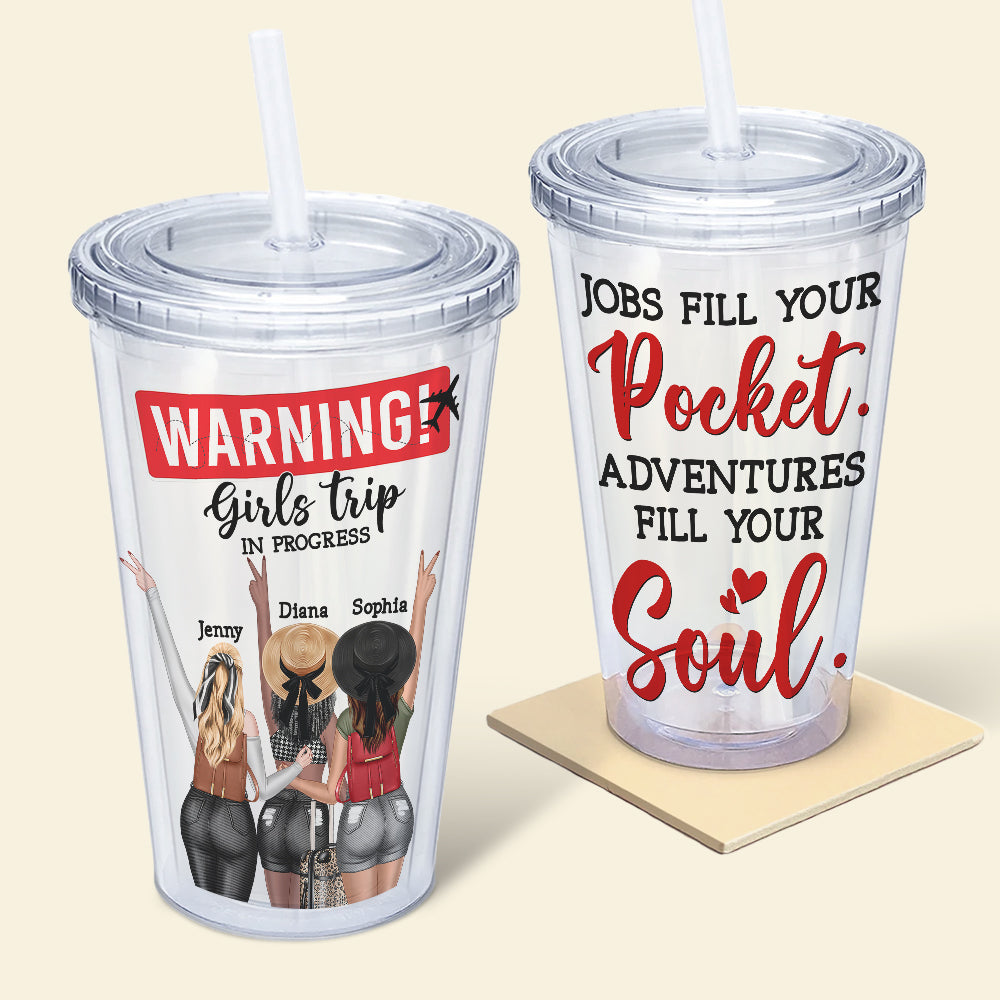 It's A Girls' Trip - Personalized Acrylic Tumbler With Straw