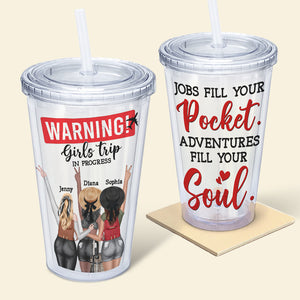 Best Travel Girls, Personalized 16oz Acrylic Tumbler, Gifts For Travel Girls, Gifts For Travel Lovers - Tumbler Cup - GoDuckee