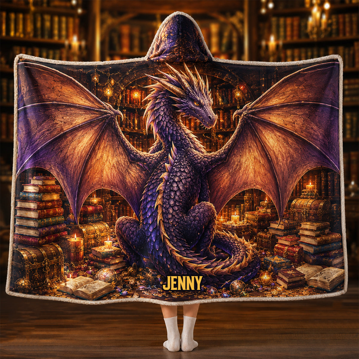 Fantasy Dragon Wings Hood Blanket, Personalized Gifts For Book Lovers 02qhtn110826 - Blanket - GoDuckee