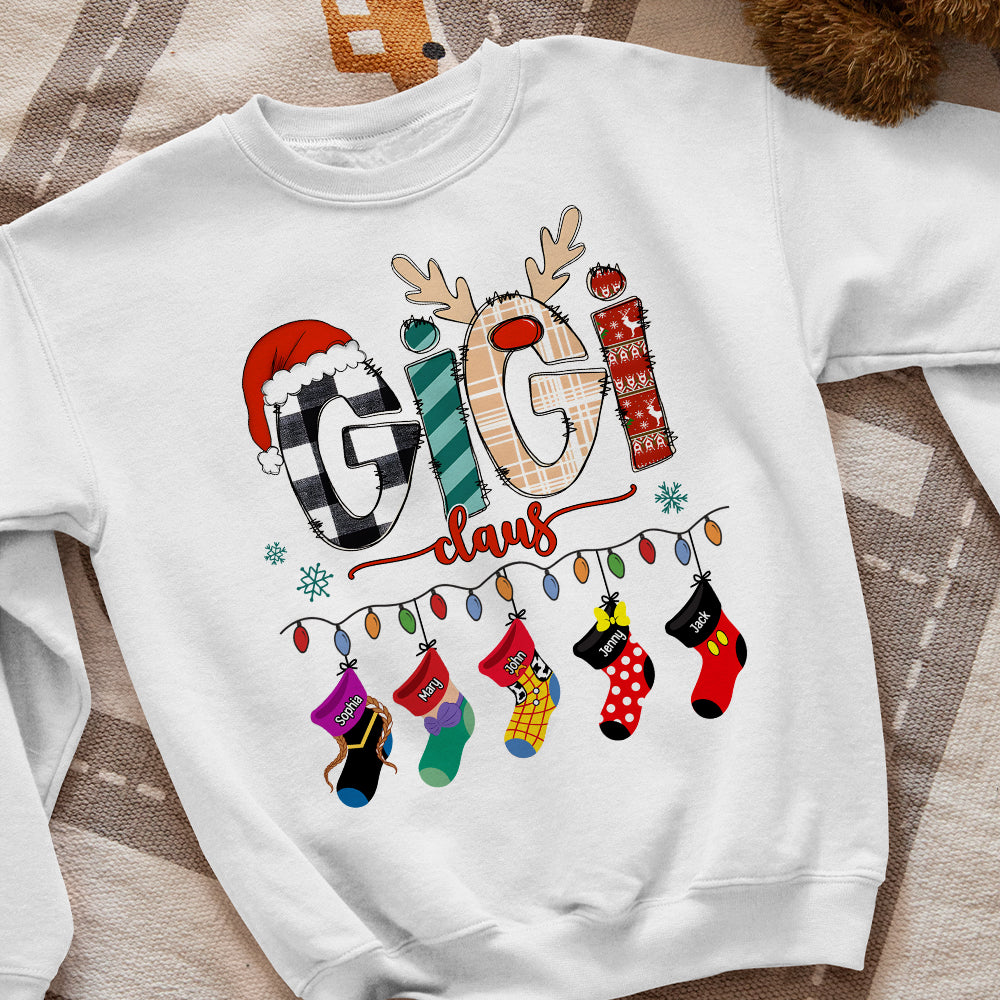 Gigi Claus - Family Socks, Personalized 01NATN241023 Shirt, Xmas Shirt, Christmas Gift For Grandma/Mom - Shirts - GoDuckee