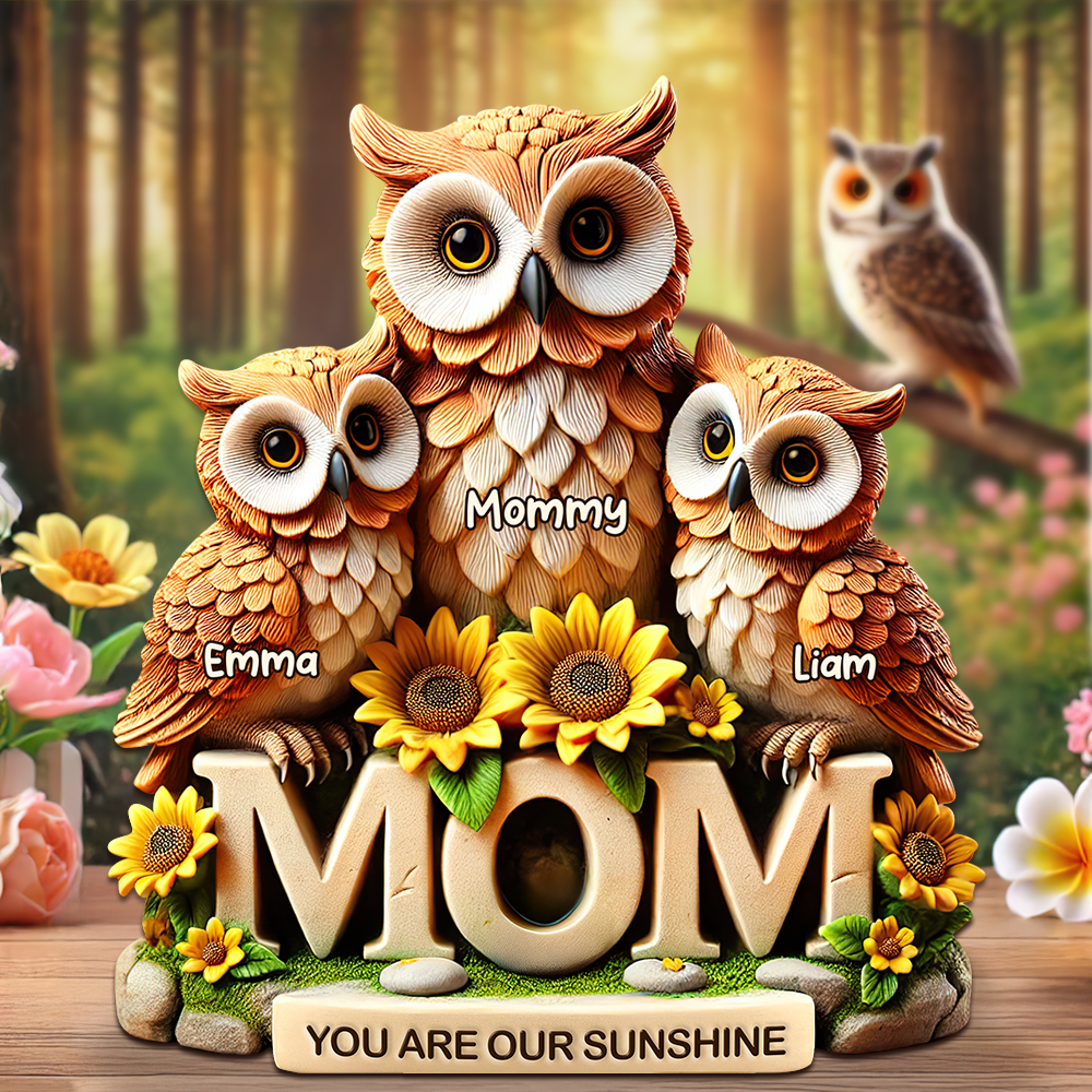 Owl Mom Plaque - Personalized Gift For Mom 02HUPU190425 - Shaped Plaques - GoDuckee