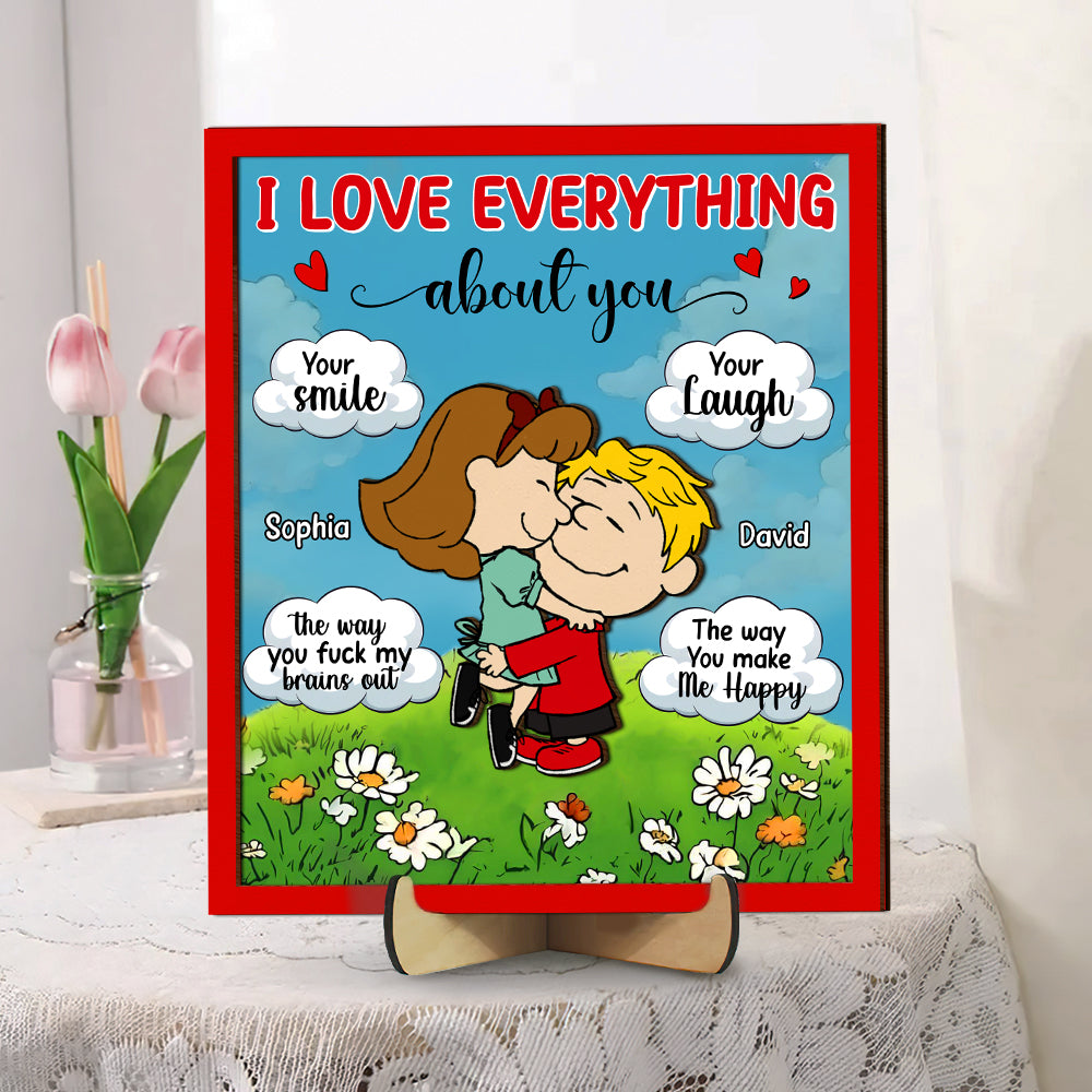 Personalized Gifts For Couple Wood Sign 03totn040125hg I Love Everything About You - Wood Sign - GoDuckee