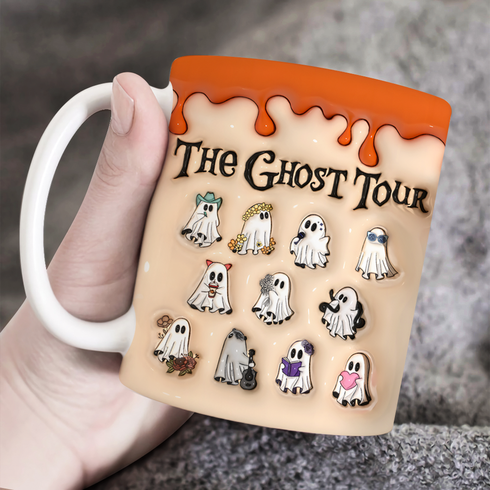 Gifts For Horror Fans, Ghost Halloween 3D Inflated White Mug 01NAPU040924 - Coffee Mug - GoDuckee