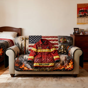 Firefighter Quilted Sofa Cover, Personalized Gifts 04KILU260126 - Sofa Cover - GoDuckee