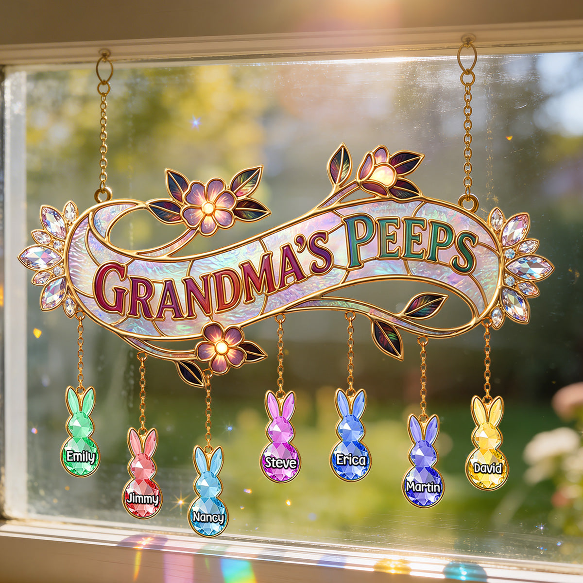 Cute Little Peeps Suncatcher - Personalized Gift For Grandma/Mom 01KIMG250326 - Ornament - GoDuckee