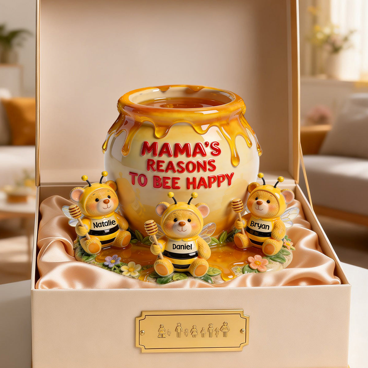 Reason To Bee Happy Bee Mom And Kids Acrylic Plaque - Personalized Gifts For Mother's Day Plaque 01TOMG190326 - Shaped Plaques - GoDuckee
