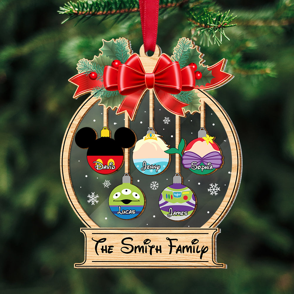 Personalized Gifts For Family 2 Mix Layered Ornament 03natn150824, Christmas Ball Cartoon Characters - Ornament - GoDuckee