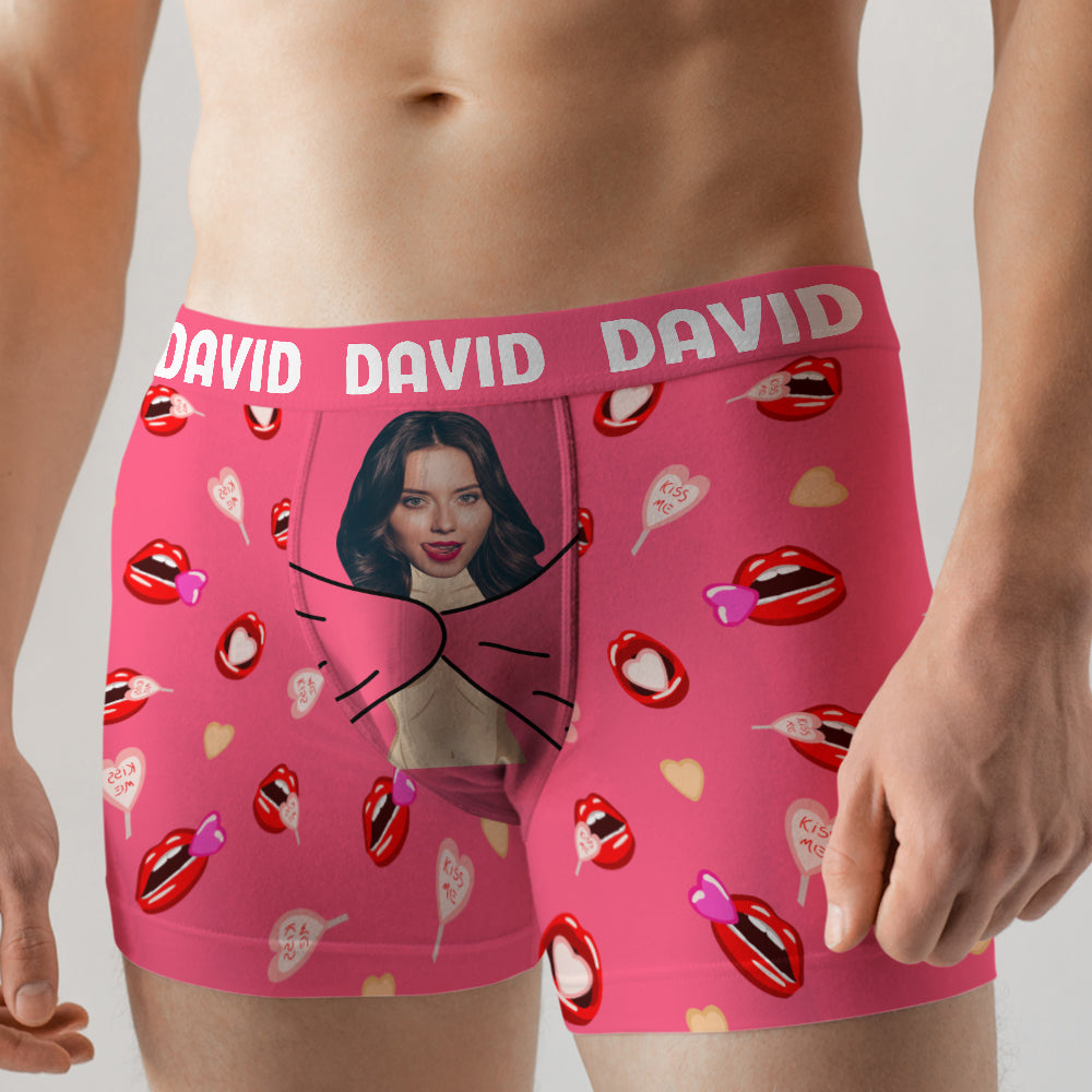 Funny Custom Face Men Boxer Briefs, Gift For Him, Naughty Couples, Valentine's Gift - Boxer Briefs - GoDuckee