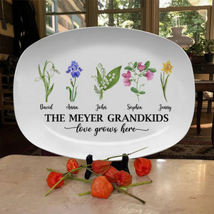 Love Grows Here, Personalized Resin Plate, Gift For Grandma - Resin Plate - GoDuckee