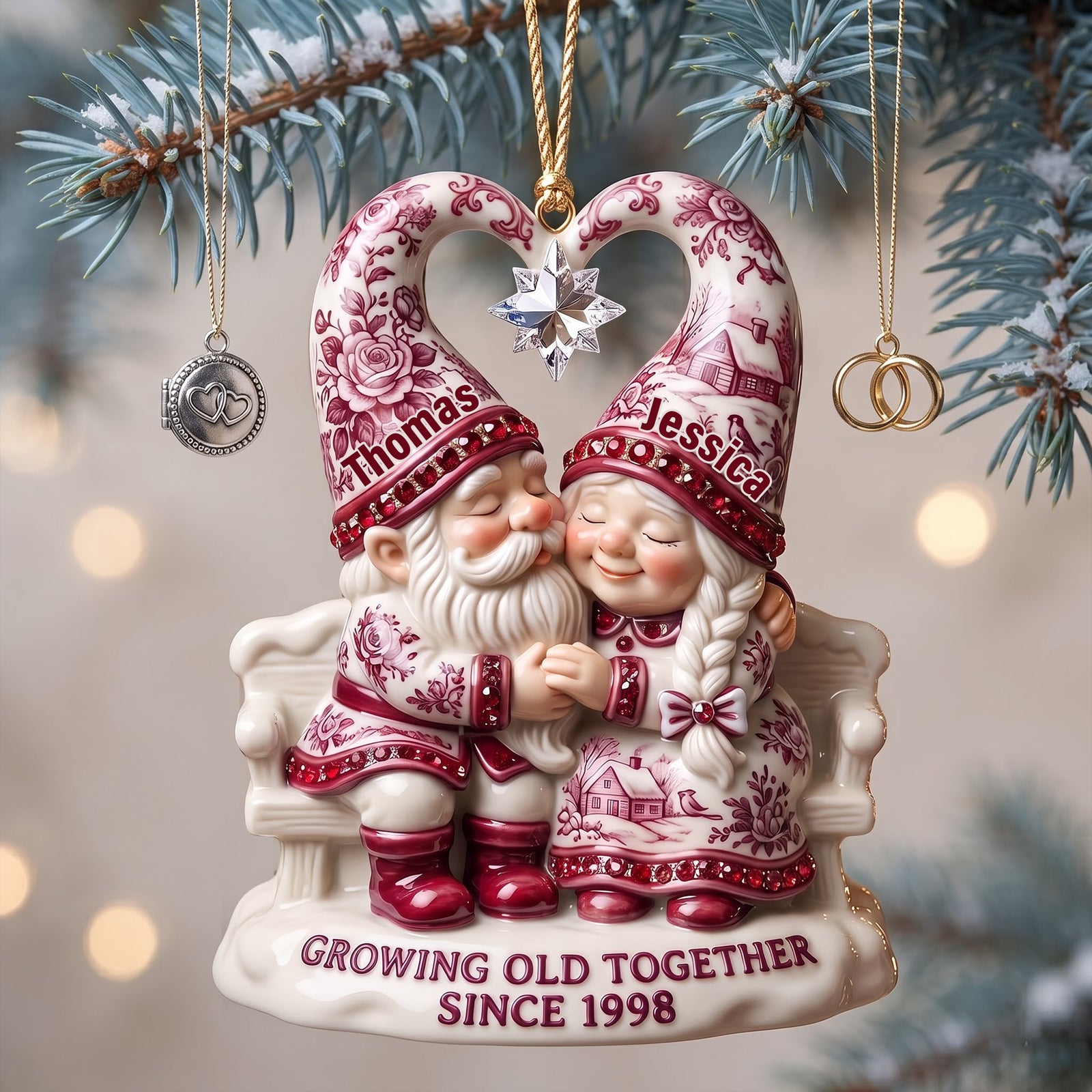 Couple Toile de Jouy Acrylic Ornament - Personalized Christmas Gifts 01pglu050826 - Ornament - GoDuckee