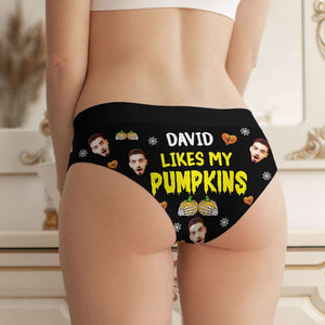 Personalized Gifts For Couple Boxer Briefs Halloween Pumpkin Broom Stick Custom Face Photo 02XQMH010824 - Boxer Briefs - GoDuckee