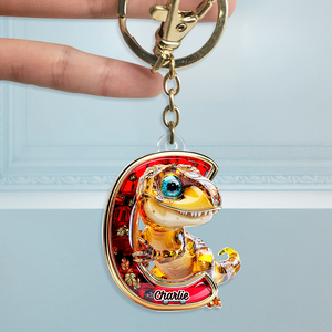 Dino Alphabet Letter Keychain- Personalized Gifts For Fans 01tgpu120625 - Keychains - GoDuckee