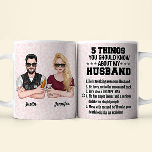 5 Things You Should Know About My Husband, Couple Gift, Personalized Mug, Drinking Couple Mug, Gift For Him - Coffee Mug - GoDuckee