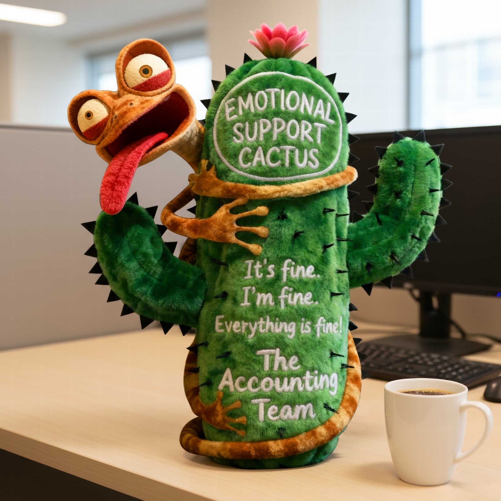 Fun Lizard Hugging Emotional Support Cactus Custom Shape Pillow - Personalize Gifts For Coworker 04qhqn221125 - Pillow - GoDuckee