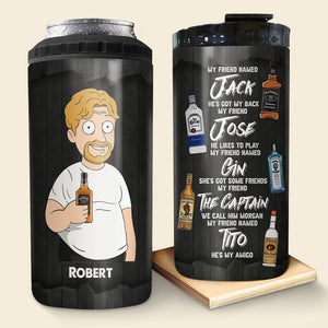 Drinking Man's Delight, He's Got My Back, Personalized 4-in-1 Can Cooler Tumbler, Gifts For Drinking Lovers, 01qhpo040723hh - Can Cooler - GoDuckee