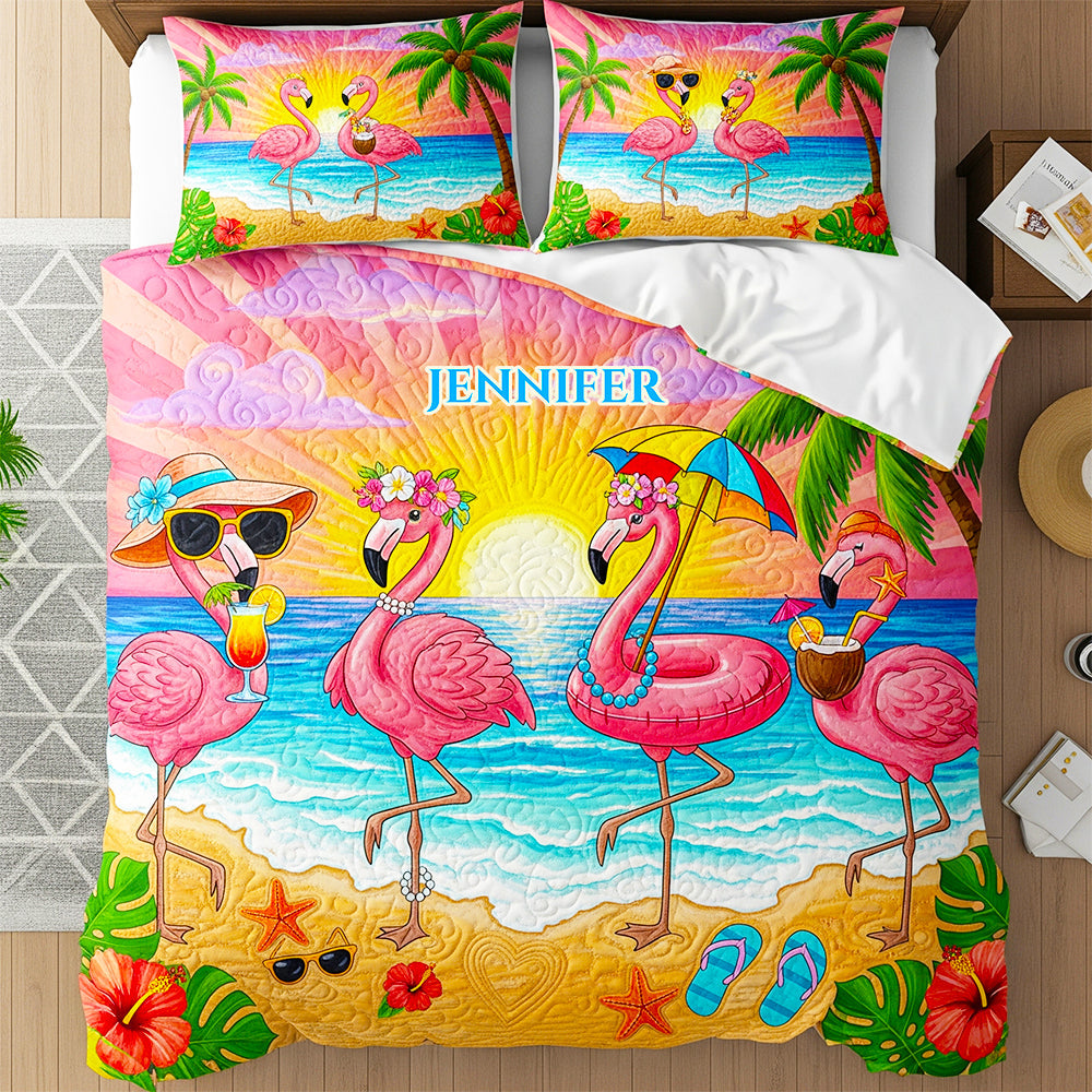 Flamingo Summer Quilt Bed Set Special Line - Gifts For Flamingo Lovers 03NADT160725 - Blanket - GoDuckee