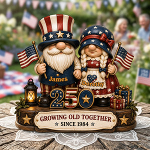 250th Anniversary Gnome Couple Acrylic Plaque - Personalized Gifts For Patriotics Plaque 02NATA050526 - Shaped Plaques - GoDuckee