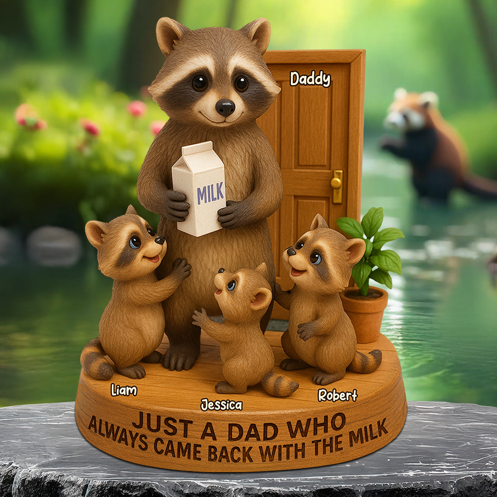 Raccoon Dad Plaque - Personalized Gifts For Dad 04napu130525 - Shaped Plaques - GoDuckee
