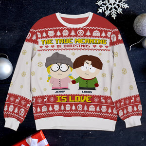 Personalized Gifts For Couple Knitted Ugly Sweater 04tgtn251024hg The True Meaning Of Christmas - Ugly Christmas Sweater - GoDuckee