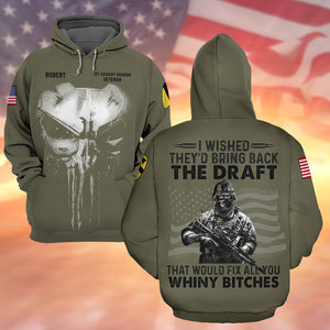 Veteran I Wished They'd Bring Back The Draft, Personalized 3D AOP Shirt, Skull Soldier 01qhqn230623 - AOP Products - GoDuckee