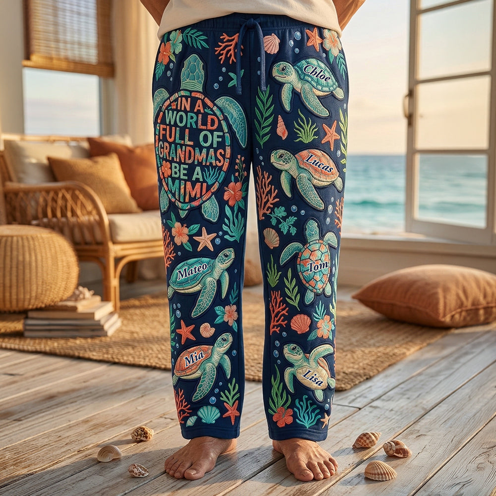 Grandma Turtle Pajama Pants - Personalized Gifts For Grandmas 03nadt090326 - Pajama Pant - GoDuckee