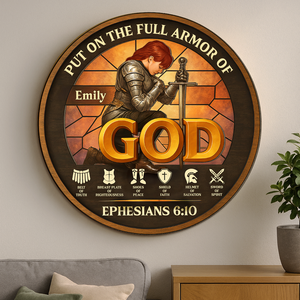 Personalized Woman Warrior of God Put On The Full Armor Of God Ephesians 6-10 01hupu060625 - Wood Sign - GoDuckee