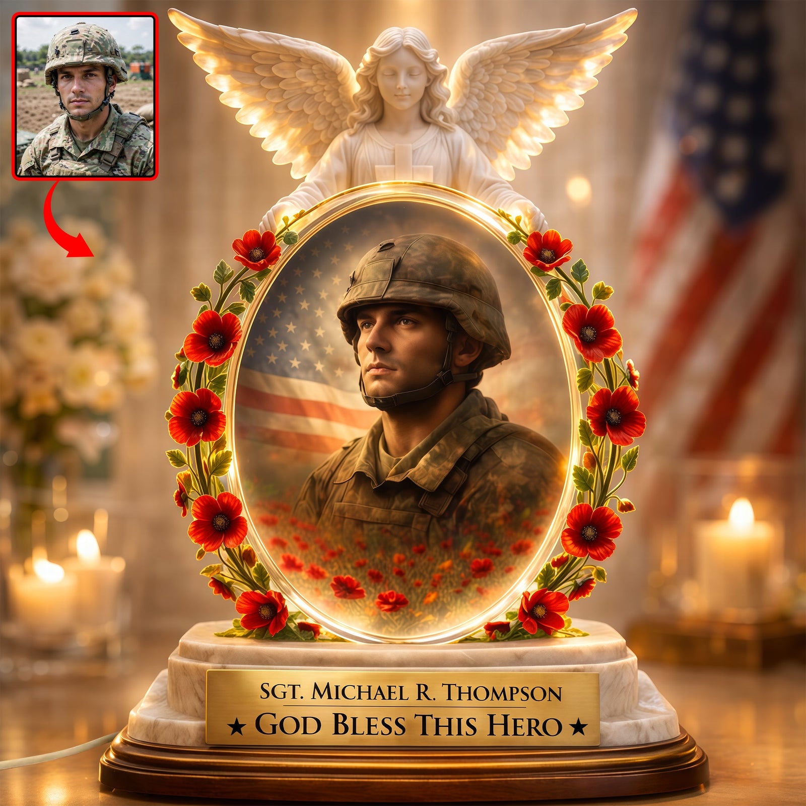 God Bless This Hero - Veteran Memorial Light Box - Custom Photo Gifts For Heaven 03tyqn070426 - Light Box - GoDuckee