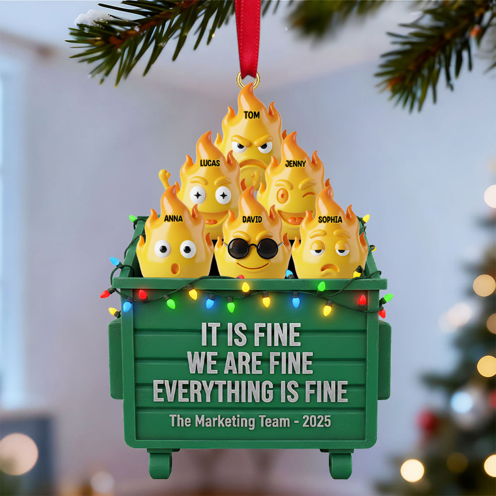 Personalized Funny Gifts For Coworkers Christmas Dumpster Fire Ornament 06natn101125 - Ornament - GoDuckee