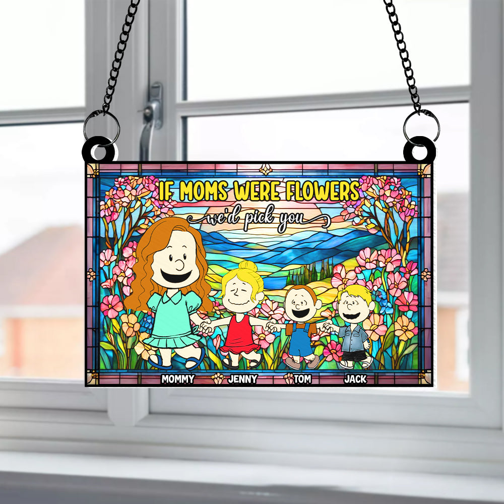 Personalized Gifts For Mom Suncatcher, Flower Garden Stained Glass Art 04qhtn130225hh - Ornament - GoDuckee