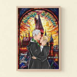 Always & Forever, Couple Gift, Personalized Light Picture Frame, Wizard Couple Kissing Suncatcher Light Frame 02HUHN190823TM - Poster & Canvas - GoDuckee