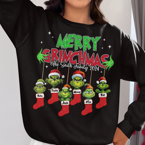 Personalized Gifts For Family Green Monster Christmas Shirt 01ohpu260924 - Shirts - GoDuckee