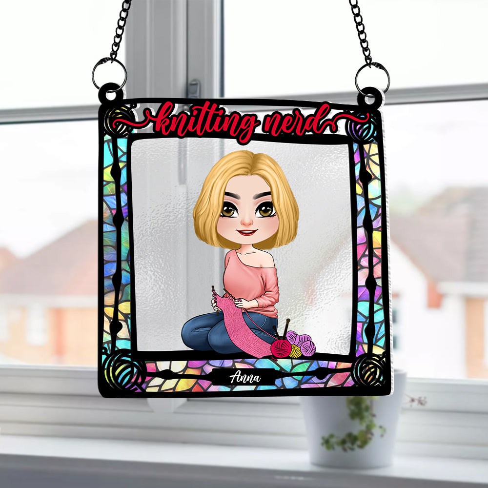 Personalized Gifts For Knitting Girl Suncatcher Ornament 01natn290724hh - Ornament - GoDuckee