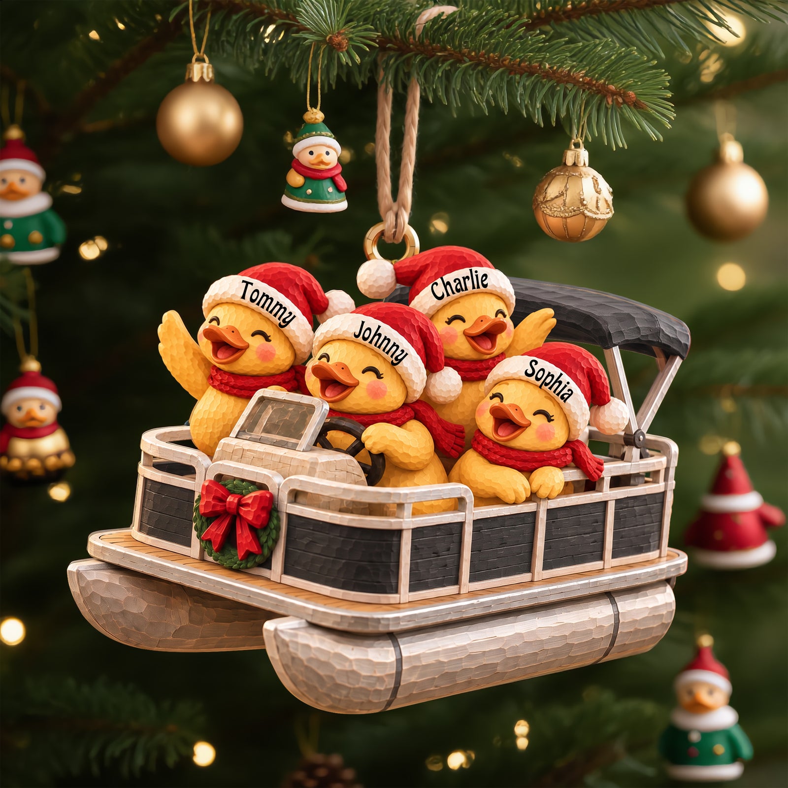 Ducking Fun Pontoon Ride Ornament - Personalized Gifts For Pontoon Lovers 03QHLU161026 - Ornament - GoDuckee