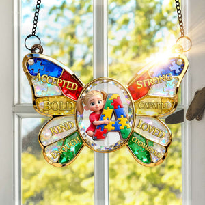 Autism Kids Suncatcher - Custom Photo Gifts For Autism Awareness Suncatcher Ornament 01NALU160326 - Ornament - GoDuckee