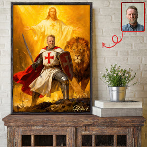 Templar Knight & Lion Canvas Print – Custom Photo Gifts For Christians 02huqn250226 - Poster & Canvas - GoDuckee