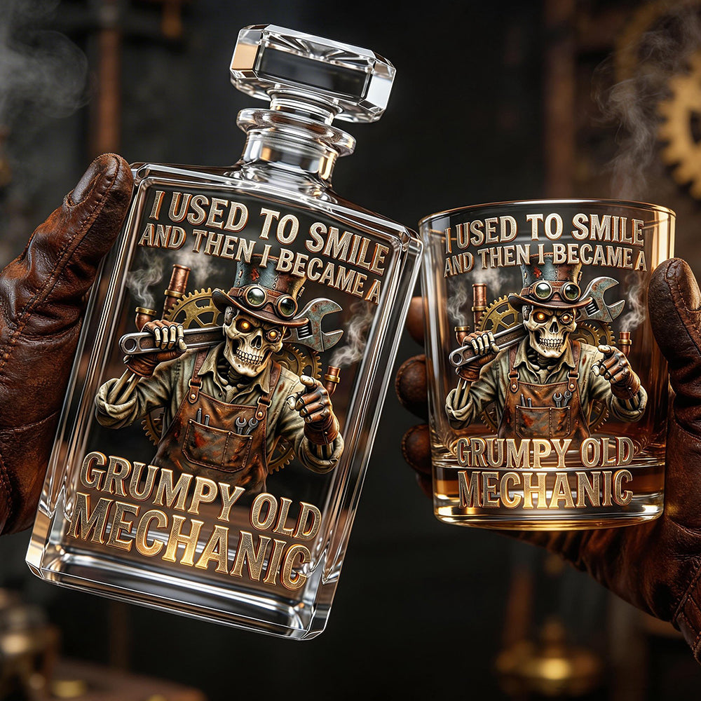 Grumpy Old Mechanic Decanter Set - Personalized Gift For Mechanics 04PADT030326 - Bottle - GoDuckee