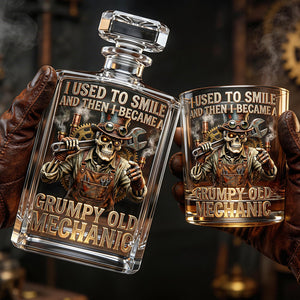 Grumpy Old Mechanic Decanter Set - Personalized Gift For Mechanics 04PADT030326 - Bottle - GoDuckee