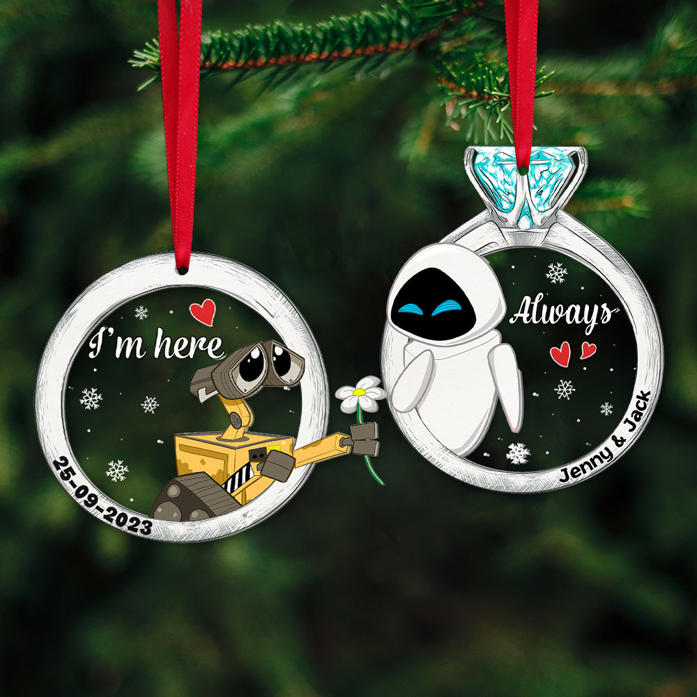 Set Of 2 Personalized Ornaments For Couple, PW-04NATN231023, Christmas Gift, Anniversary Gift Ideas - Ornament - GoDuckee