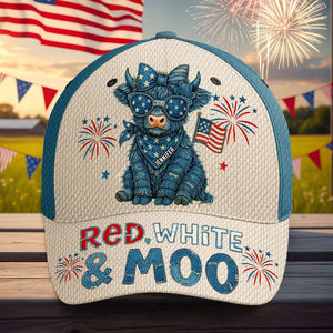 Freedom Highland Cow Classic Cap Personalized 4th of July Gifts 03NADT030625 - Caps - GoDuckee