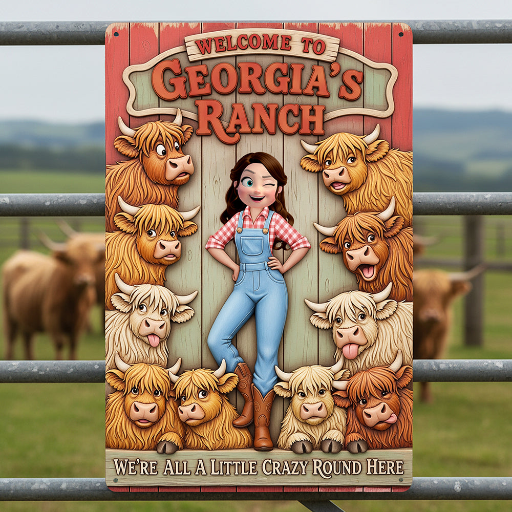 Highland Cow Farm Print Metal Sign - Personalized Gifts For Farmer 02nata200126 - Metal Signs - GoDuckee