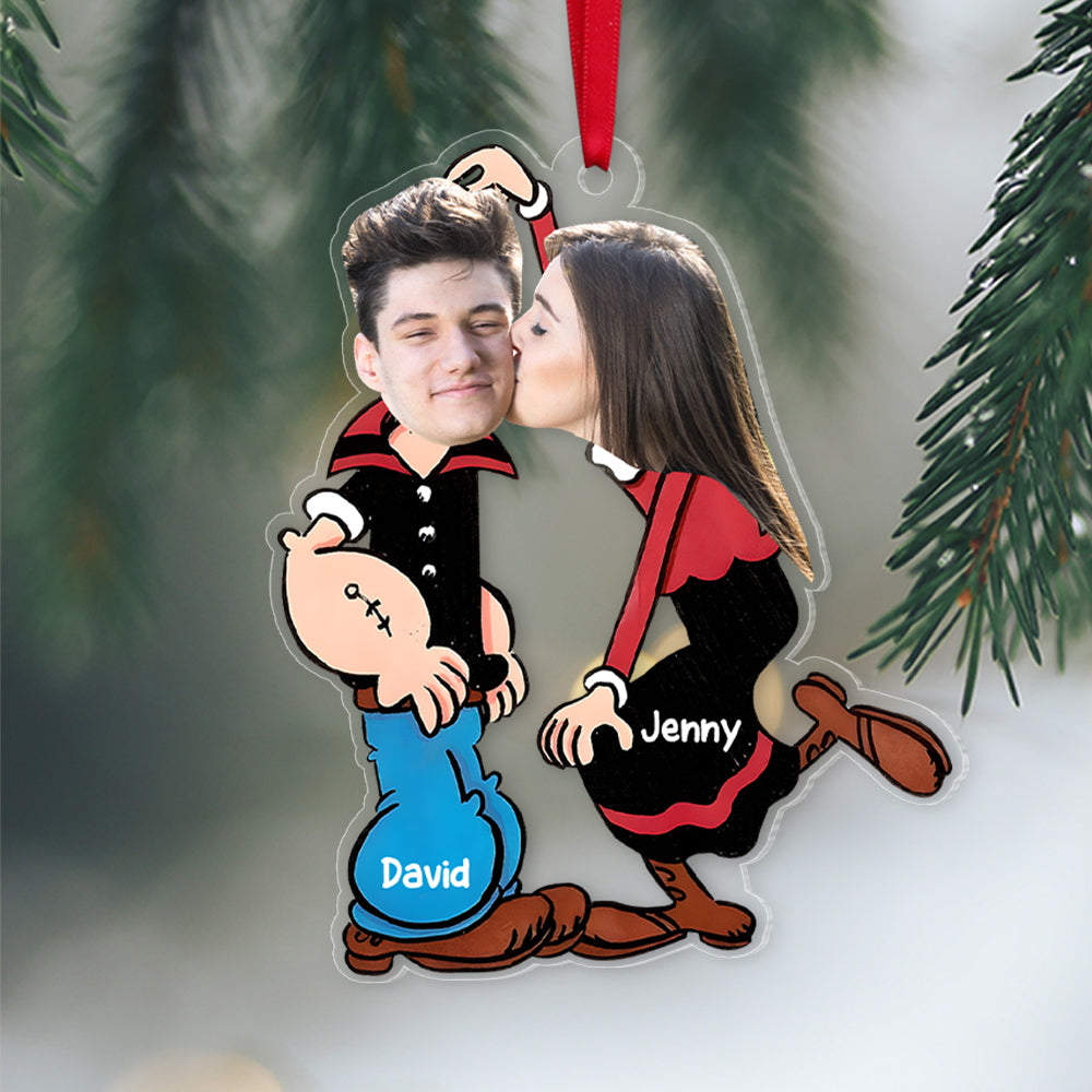 Custom Photo Kissing Couple 01KATN171123 Ornament, Christmas Ornament, Couple Gifts - Ornament - GoDuckee