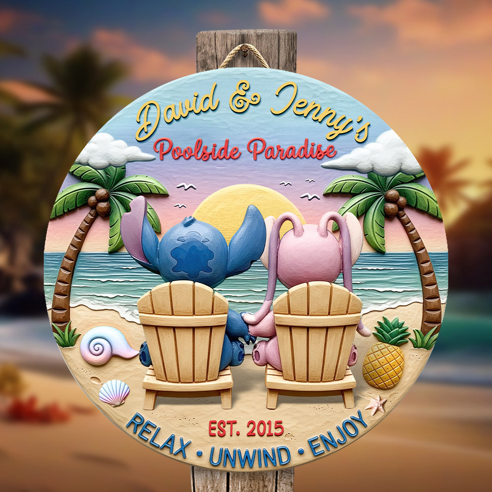 Cute Monster Couple Wood Sign - Personalized Gifts For Couple 01naqn060625 - Wood Sign - GoDuckee