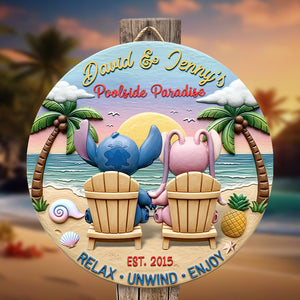 Cute Monster Couple Wood Sign - Personalized Gifts For Couple 01naqn060625 - Wood Sign - GoDuckee