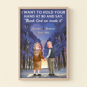I Want To Hold Your Hand At 80-Personalized Light Picture Frame-Gift For Him/ Gift For Her- Couple Light Picture Frame - Poster & Canvas - GoDuckee
