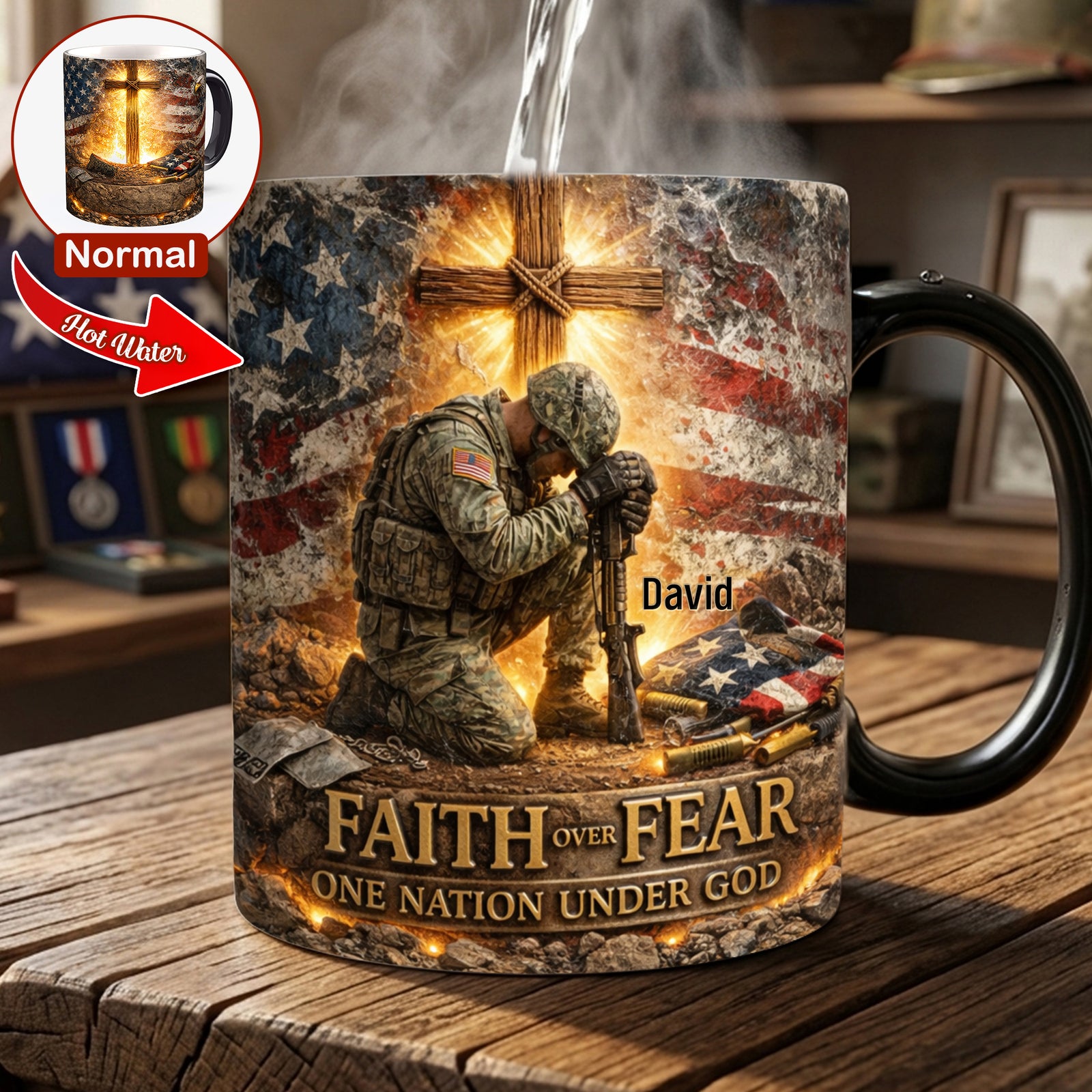 Faith Over Fear Magic Coffee Mug - Personalized Gifts For Veteran 04TOLU280326 - Coffee Mug - GoDuckee