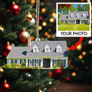 Custom Photo Gifts For Family, Upload House Photo Christmas Ornament 01PGXX010824 - Ornament - GoDuckee