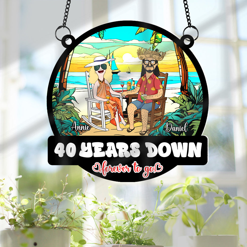 Personalized Anniversary Gifts For Couple Window Hanging Suncatcher Ornament 03TOLU080225PA - Ornament - GoDuckee