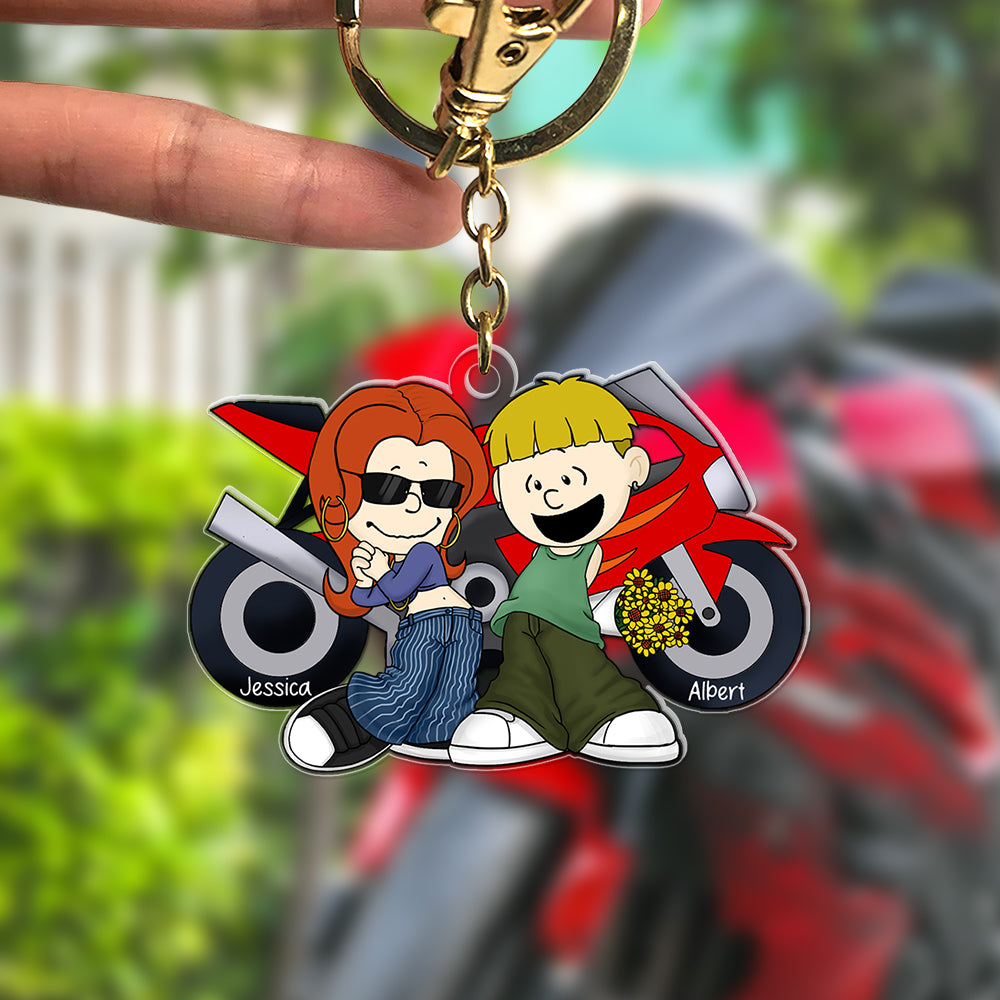 Personalized Gifts For Motorcycle Couple Keychain 05ohqn070125hg - Keychains - GoDuckee